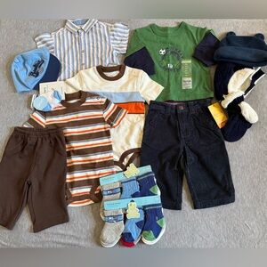 Baby Boys Clothing Bundle with Stripes and Sports Theme 3 months